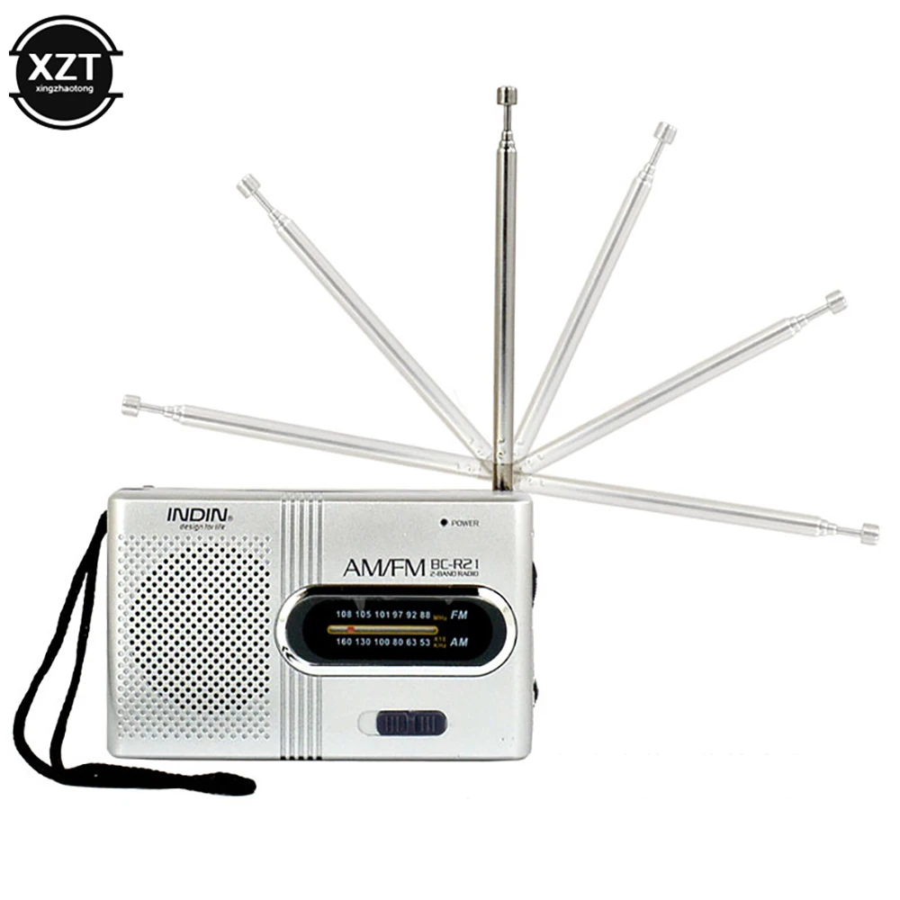 Newest Portable AM/FM Mini Radio Handheld Dual Band Music Player Speaker with Telescopic Antenna Outdoor Radio Stereo BC-R21
