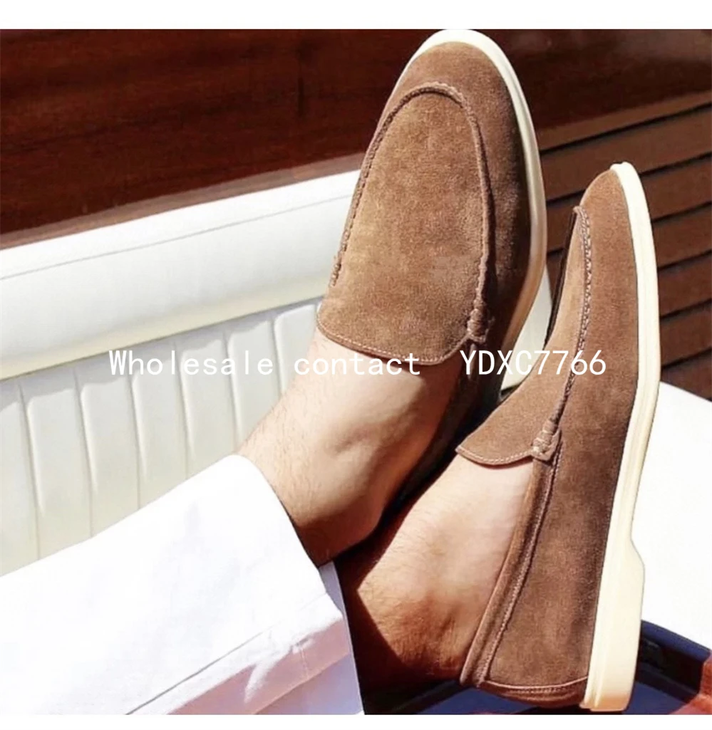 New flat casual shoes men's leather round head women's walking shoes summer spring and Autumn loafers men moccasins Lazy shoes