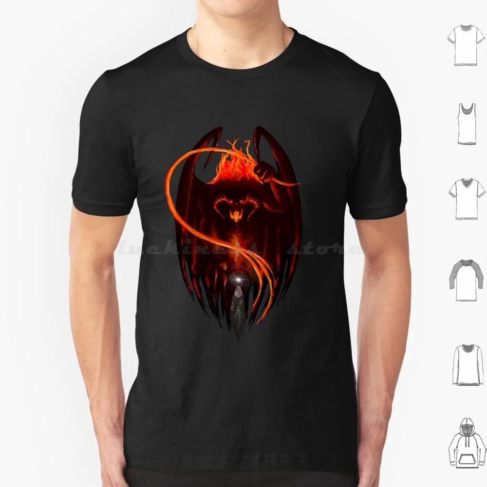 Balrog T Shirt Big Size 100% Cotone Nazgul Frodo Sam Gollum Ring Rings Malse Villilian 9 Anelli Nero Grigio Verde Bilbo