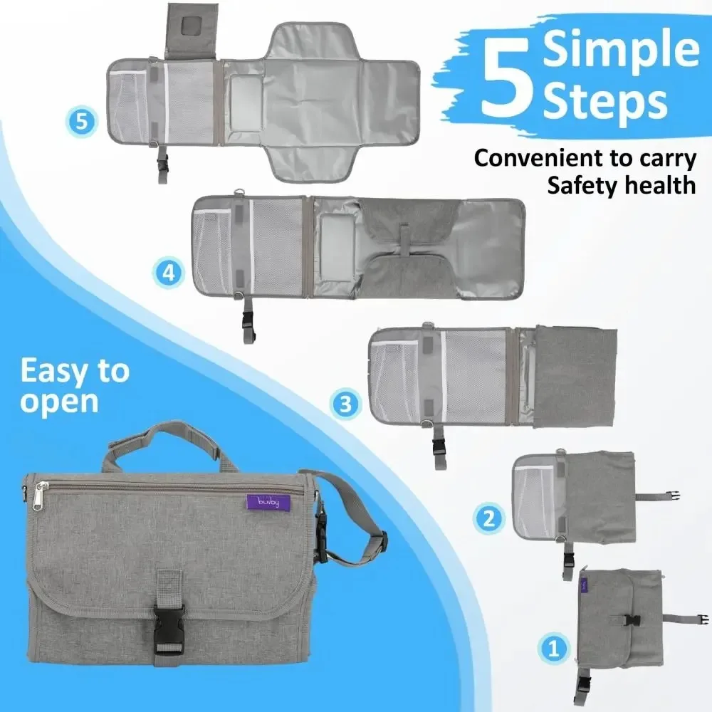 Fasciatoio portatile per borsa per pannolini per bambini e stazione di cambio da viaggio Fasciatoio pieghevole per pannolini per neonati - immagine 5