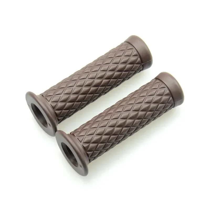 Universal Retro Non-Slip Rubber Motorcycle Handlebar Grips, 7/8 22mm 24mm