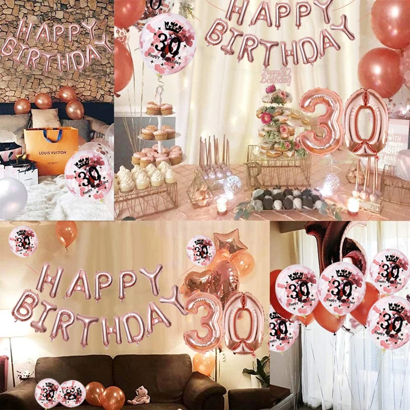 Decorazioni Compleanno Rosa Oro - Festone, Palloncini, Tovaglia, Coriandoli - Foto 3