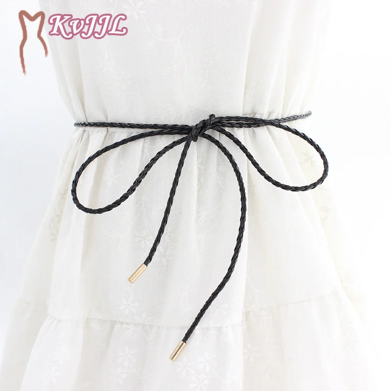 

New Female Waist Chain Thin Weave Belt Simple Decoration Tie With Dress Long Waist Rope Knotted Vintage Dresses String Waistband