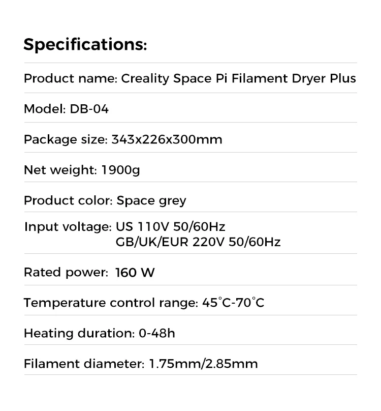 Creality Space Pi Filament-Trockner/Dryer Plus/SpacePi X4L Trocknung von 1-4 Verbrauchsmaterialien für 3D-Drucker 360 ° C Heißluft-Upgrade-Teil – Detail 25