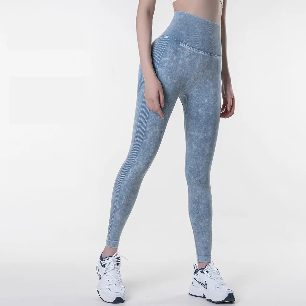 

2023 New Sports Washed Seamless European And American Yoga Pants Peach Hip Fitness Women High Waist lifting Outer Wear