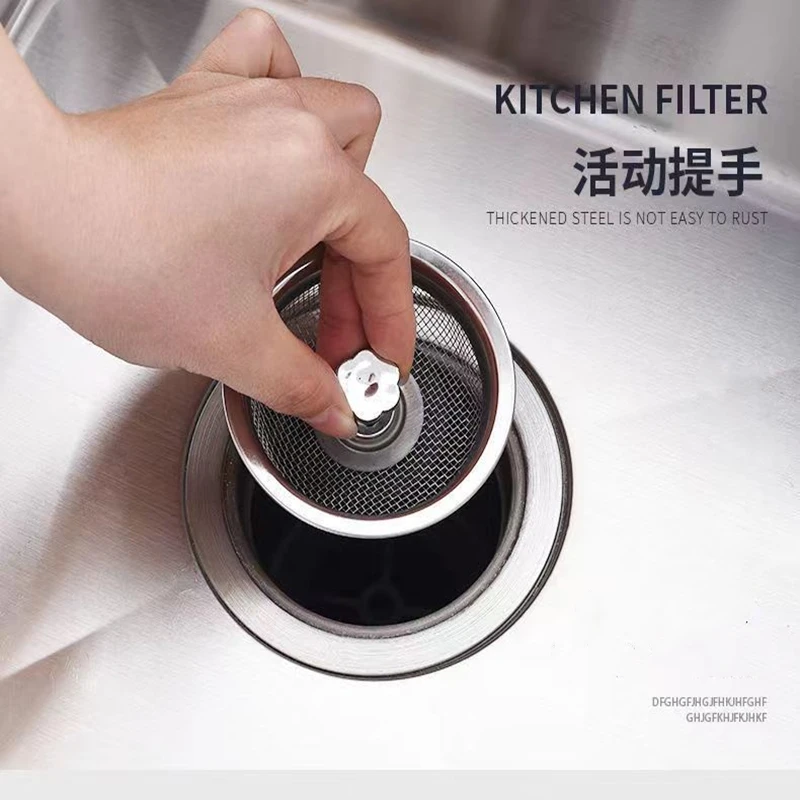 1PCS Kitchen Sink Filter Stainless Steel Mesh Sink Strainer Filter Bathroom Strainer Drain Hole Trap Waste Screen