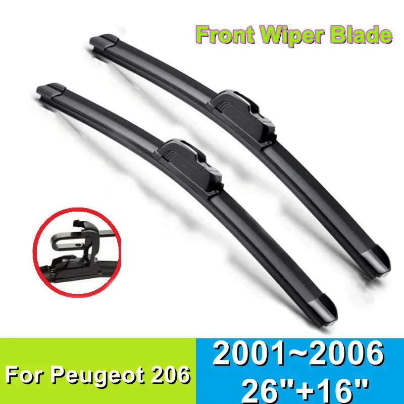 Spazzola Tergicristallo Anteriore Per Peugeot 206 26 "+ 16" Parabrezza Per Auto 2001 2002 2003 2004 2005 2006