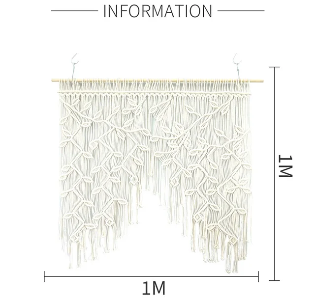 Tenda Macramè Boho 100x200 Cm - Decorazione Parete Fatta A Mano, Per Porte E Interni - Foto 7