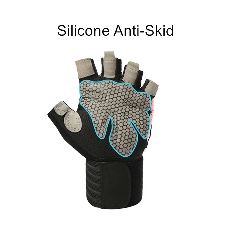Gym Sports Gloves Half Finger Weight Lifting Gloves with Wrist Support Belt Men Women Workout Exercise Fitness Training Glove 5
