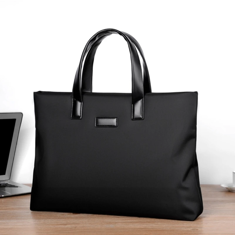 Portable Men Laptop Bag with Handles and Zippers Computer File Multifunctional