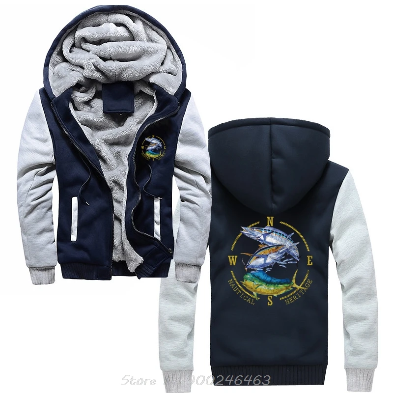 Mahi Mahi Thunfisch Kingfish Nautischen Angeln Angler Geschenk Hoodie Baumwolle Hoody Männer Jacke Zip Up Hoodies Mode Harajuku Winter Mäntel – Detail 3