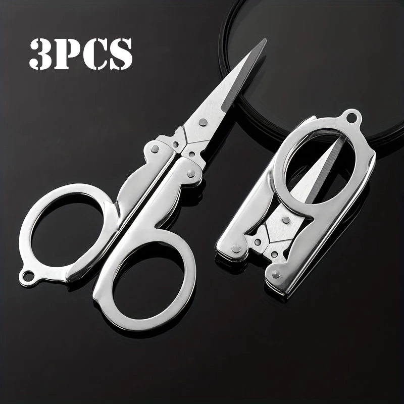 1/3pcs Small Folding Scissors Portable Travel Scissors Stainless Steel Cutter Mini Scissors For Home Office Travel Trip Scissors