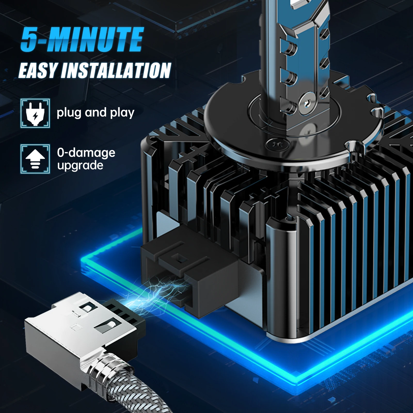 BEVINSEE D1S D3S LED Canbus D2S D1R D2R D3R LED Headlight Bulbs 35W 6000K 7000LM Auto Xenon Bulbs Replacement Plug&Play 12V