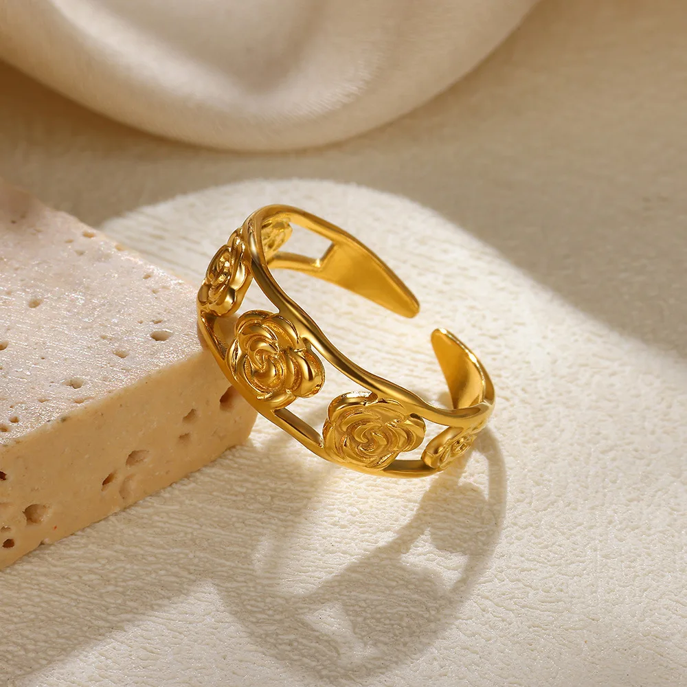 Flower Rings 316L Stainless Steel Waterproof Wedding Gift for Women