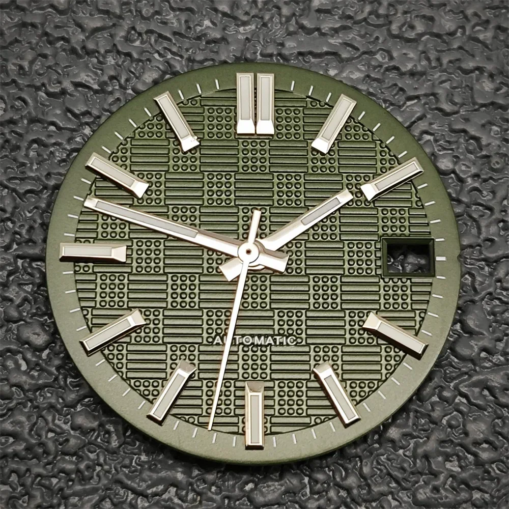 Green Luminous Particle Surface Watch Dial with Date Hands - 28.5mm Watch Accessory