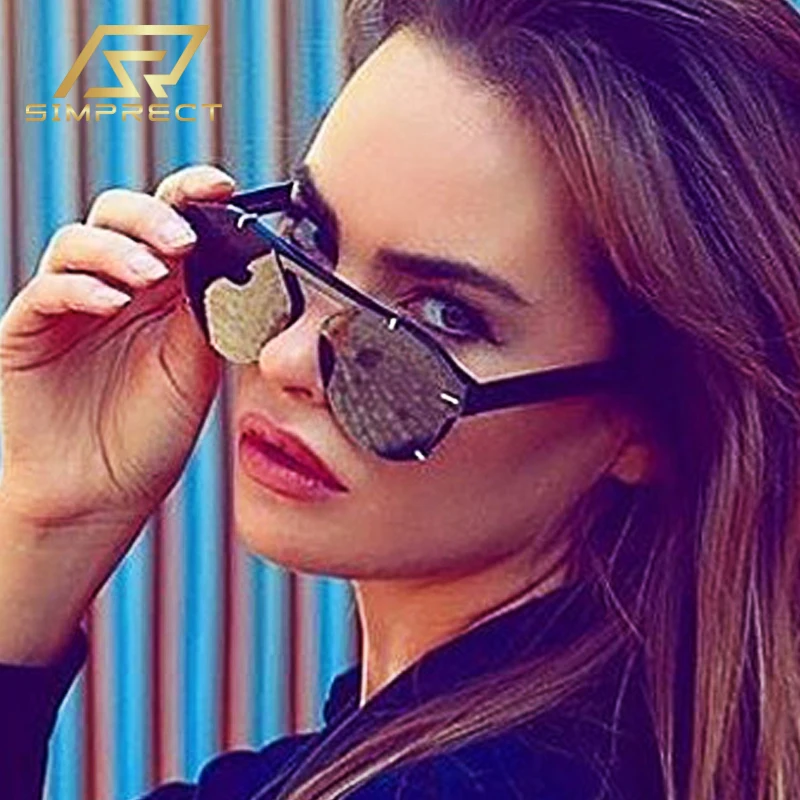 

SIMPRECT Oversized Sunglasses Women 2023 Luxury Brand Designer Quality Sun Glasses Fashion Retro Vintage Shades For Women oculos