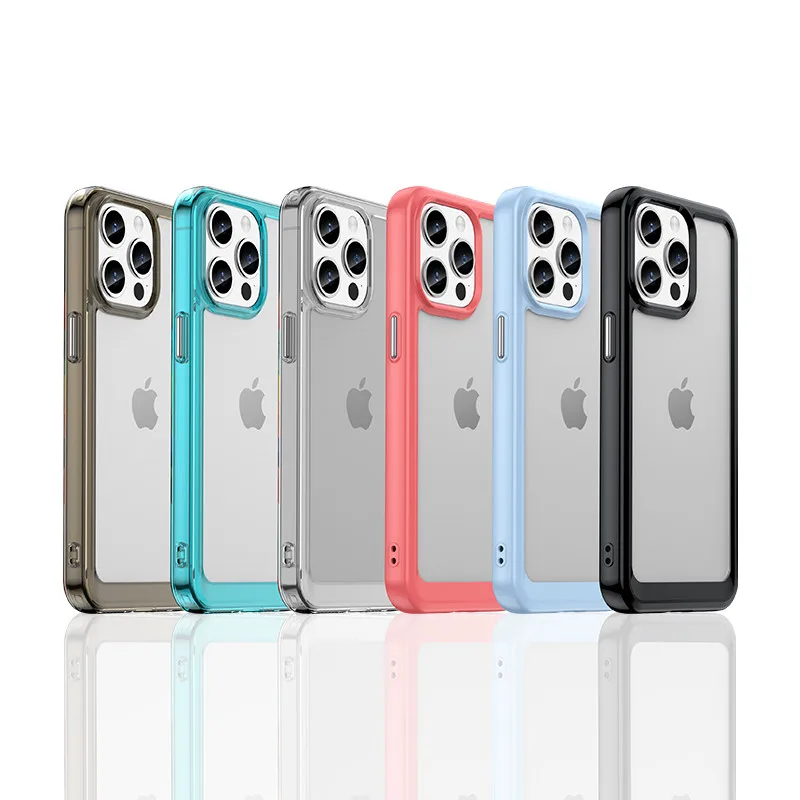 Funda para iPhone 15 Pro Max, cubierta transparente con borde de