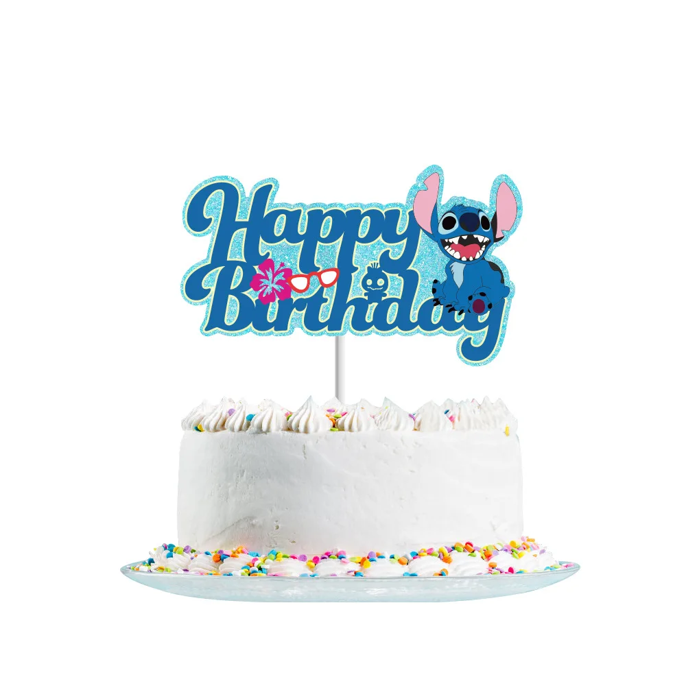 Lilo Stitch Birthday Decoration  Lilo Stitch Cake Decorations - Disney  Glitter Paper - Aliexpress