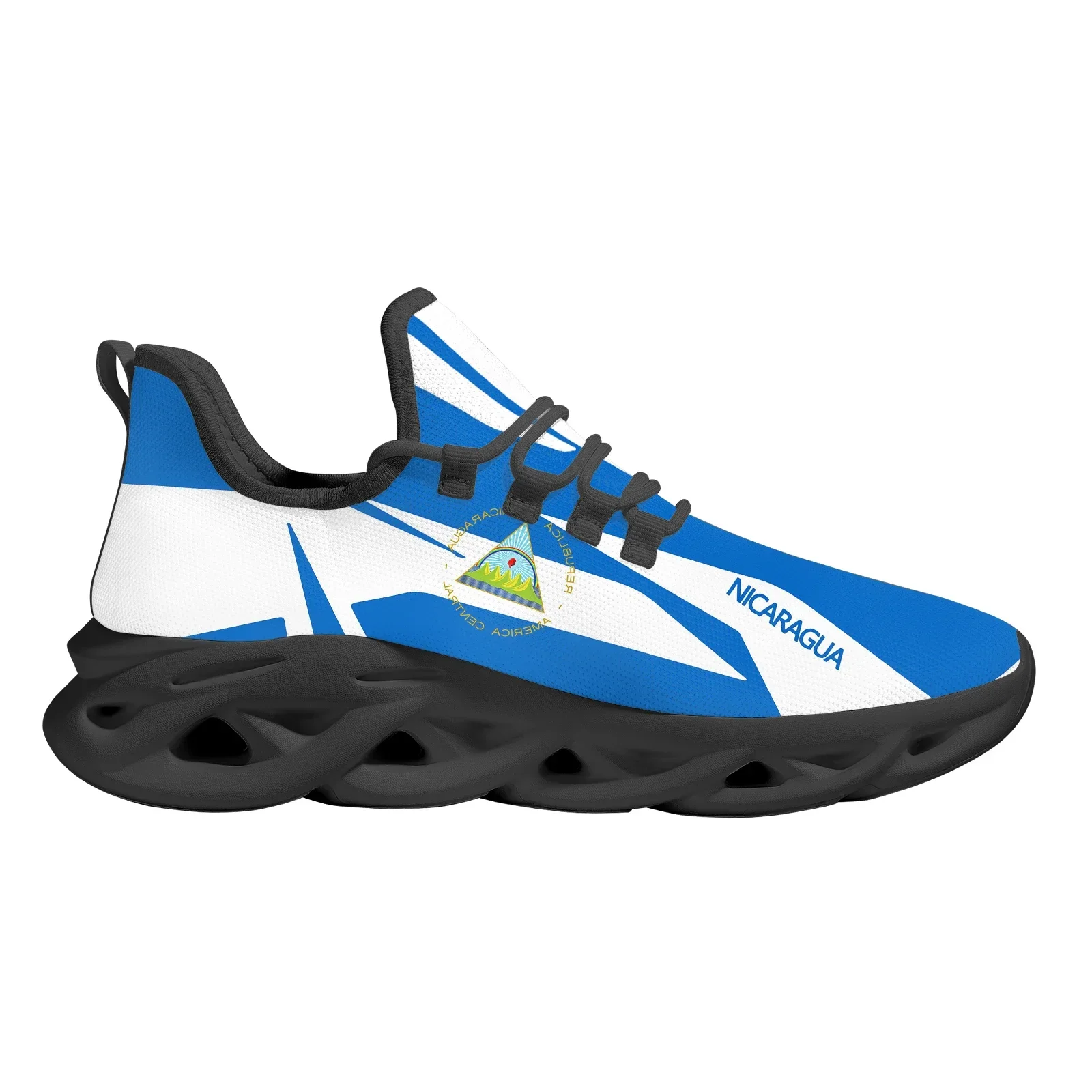 Classic Nicaragua Flag Design Soft Sole Sneakers Adult Non-Slip High Quality Platform Lace Up Shoes Street Trend Casual Shoes