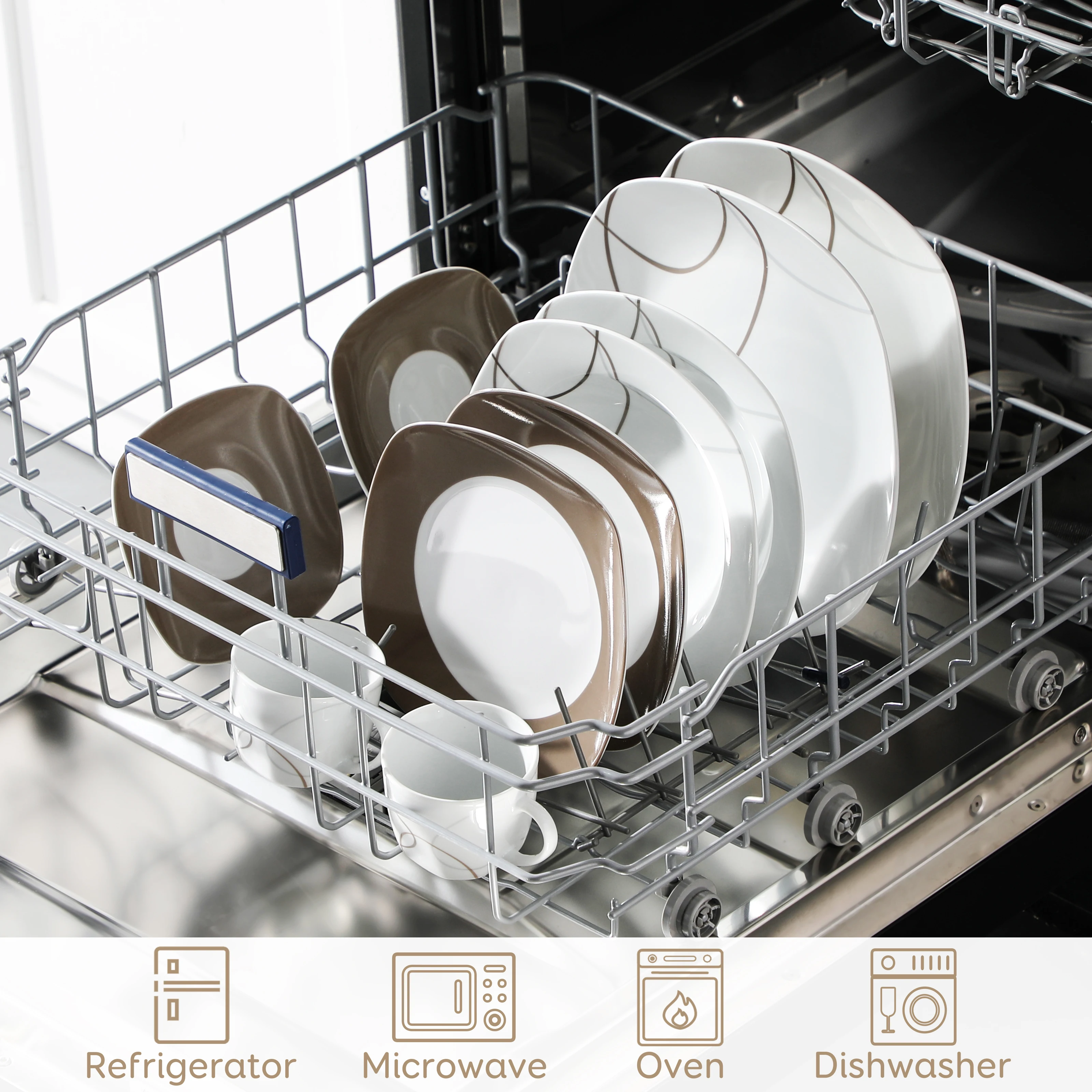 VEWEET 30-Piece Porcelain Ceramic Kitchen Dinner Plate Set with 6pcs Dessert Plates/Soup Plates/Dinner Plates/Cups/Saucers 4