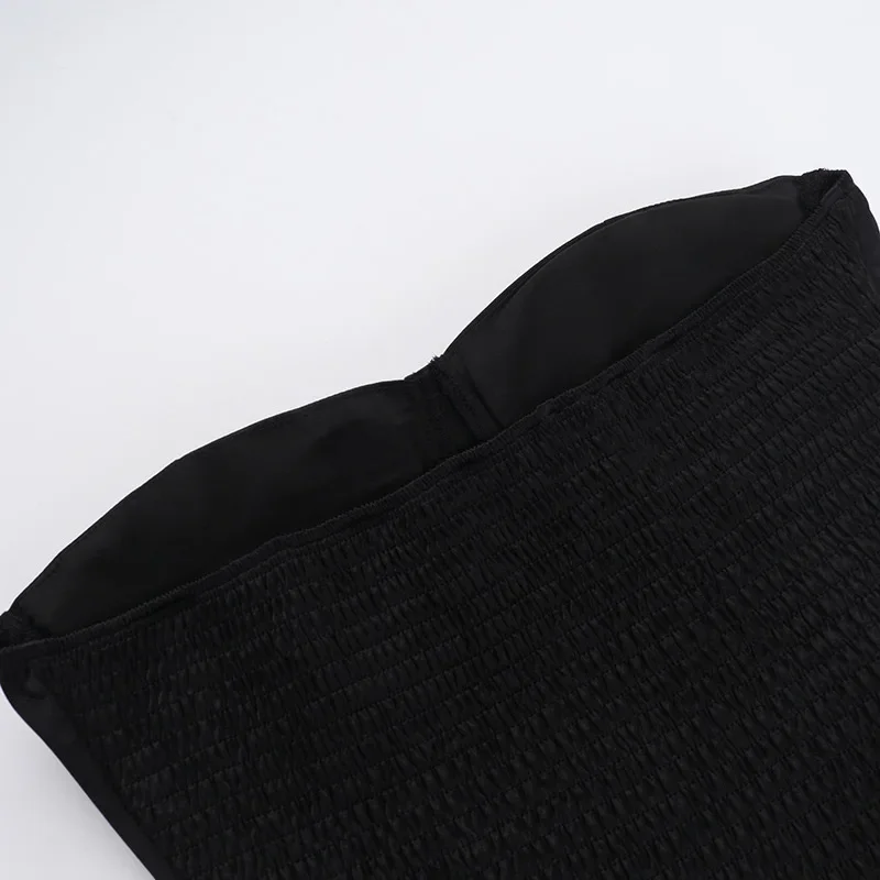 Elegant Strapless Ruched A-line Short Dress Women Slim Off Shoulder Backless Party Dress Autumn Lady Solid Evening Gowns