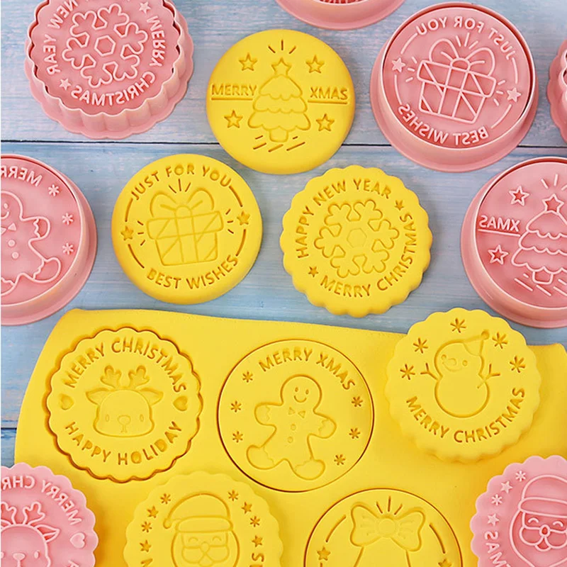 Description Picture 6 of item8Pcs/set Christmas Cookie Cutters Stamp Santa Snowflake Gingerbread Man Biscuit Embosser Mold New Year Party Decor Baking Tools