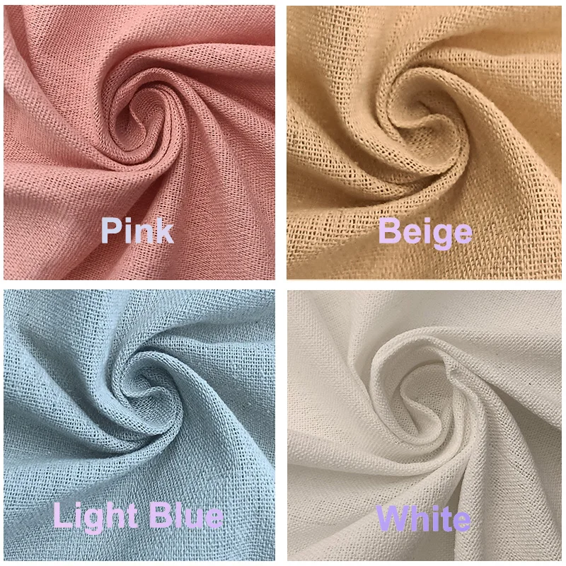 Set of 4 Natural Linen Knitted Fabrics - Solid Color Embroidered, 50x50cm Handcrafted Linen Accessories