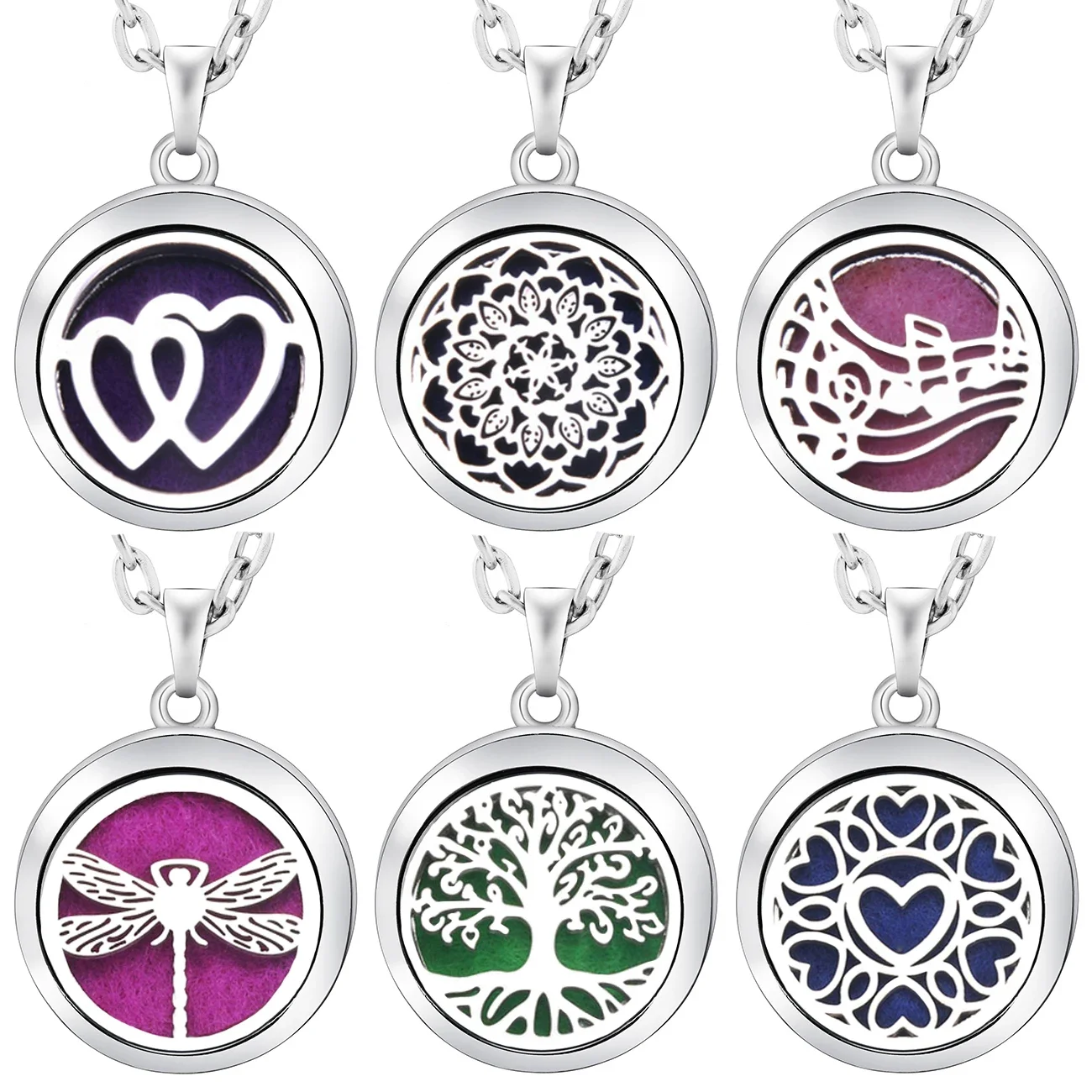 Tree of Life Aromatherapy Necklace - Stainless Steel Essential Oil Diffuser Pendant Jewelry Gift