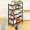 Kitchen Cabinets Folding Storage Rack Installation-free Floor Removable Multi-layer Pot Storage Rack Home Snack Storage Shelf Z 3