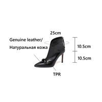 NEW Autumn Ankle Boots Genuine Leather Shoes for Women Pointed Toe Thin Heel Shoes Zip Metal Modren Boots Super High Heel Boots - Image 6