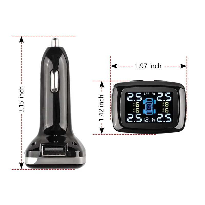 Car TPMS Tire Pressure Monitor System Alarm Cigarette Lighter USB Display Auto Security Sensor decoration accessories car tire pressure monitor car tire pressure sensor