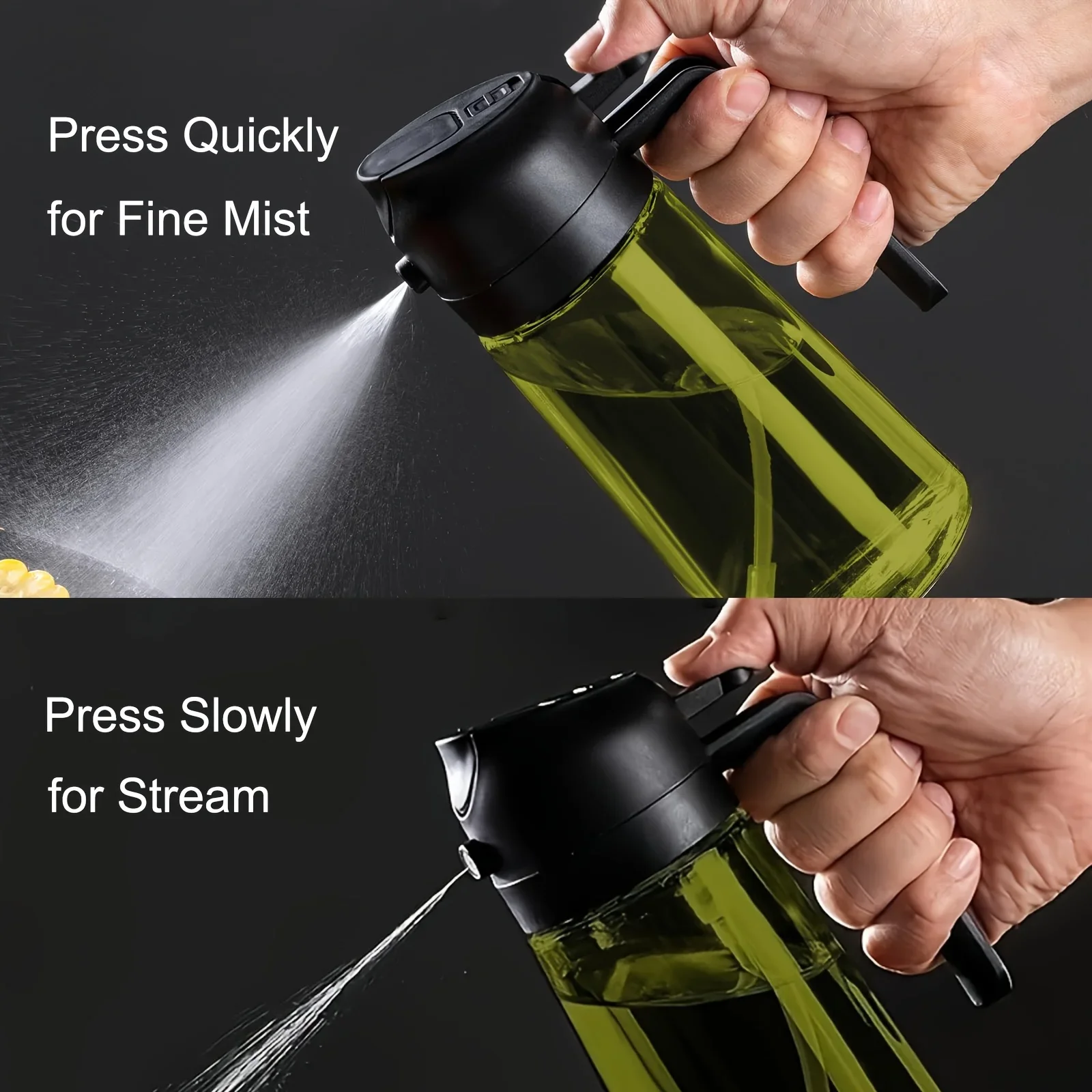 1pc Oil Injection Bottle, 16 Ounce Kitchen Olive Oil Bottle, Two in One Olive Oil Distributor and Oil Spray, Kitchen Supplies