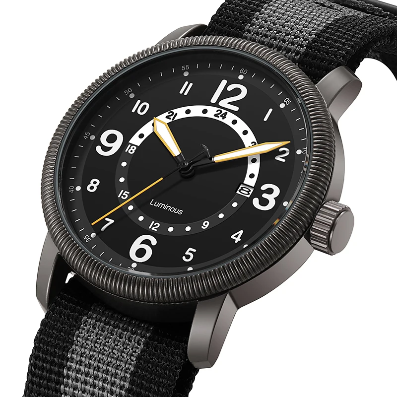 Enhanced Field Watch with Luminous Display and Fabric Strap