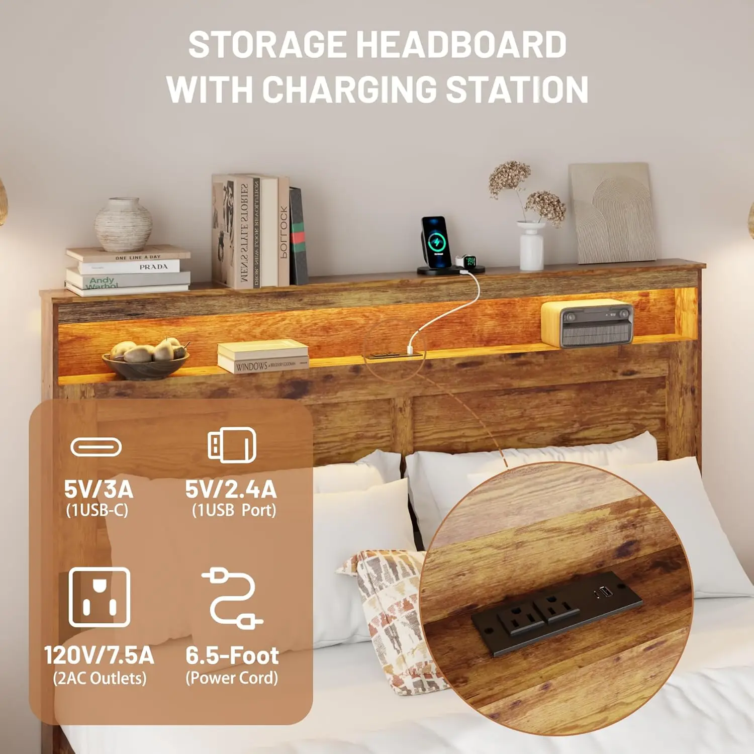 Rustic LED Storage Bed 4