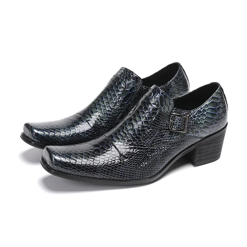 Chaussure Hommes Designer Black Square Toe Office Business Formal Shoes Male Slip on Wedding Party Dress Shoes Men Leather