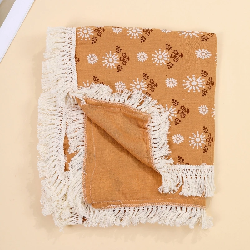 Double Layers Tassels Baby Blanket Cotton Swaddles Wrap Cloth Stroller Cover Newborn Bath Towel Receiving Blankets
