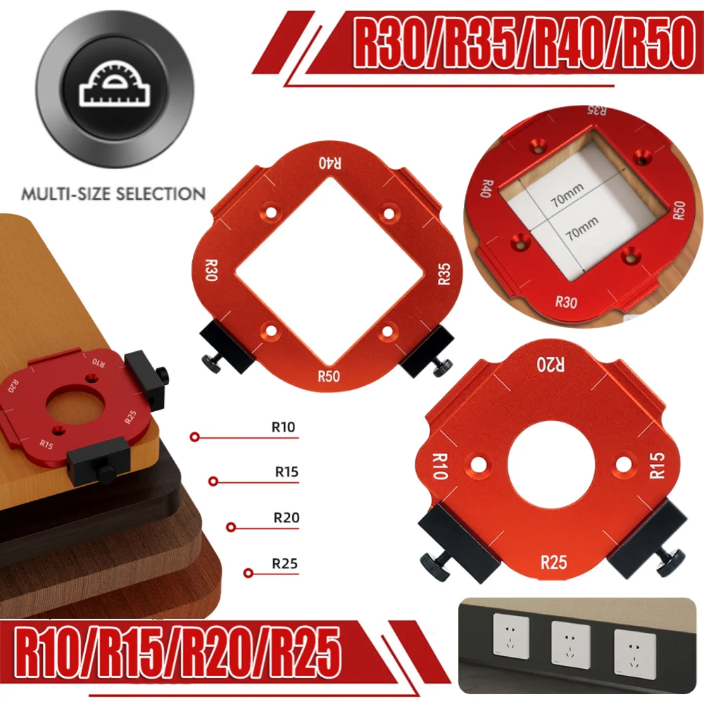 Woodworking Router Templates R10-R25/R30-R50 Radius Jig Corner Positioning Mold Arc Template Woodworking Hand Tool