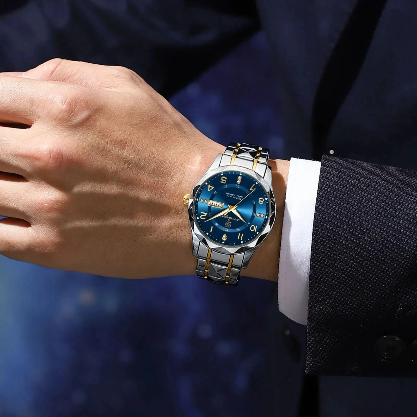 2024 New Luxury Men Quartz Watch Waterproof Date Week Luminous Wristwatch Stainless Steel Men's Watches Male Clock Sports Reloj