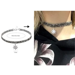 Trendy Vintage Gothic Heart Choker Necklace Jewelry Gift - 40cm adjustable (Lotus Crystal)