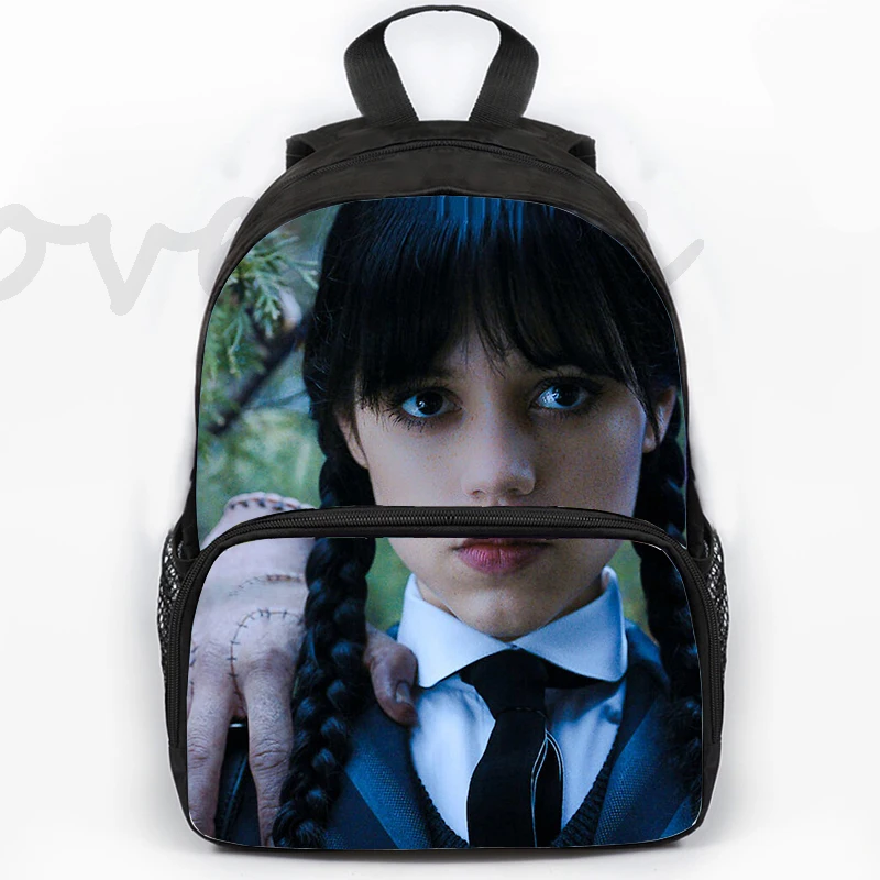 

Nevermore Academy Wednesday Addams Print Backpack for Students Boys Girls Waterproof Bookbag Travel Rucksack Casual School Bags