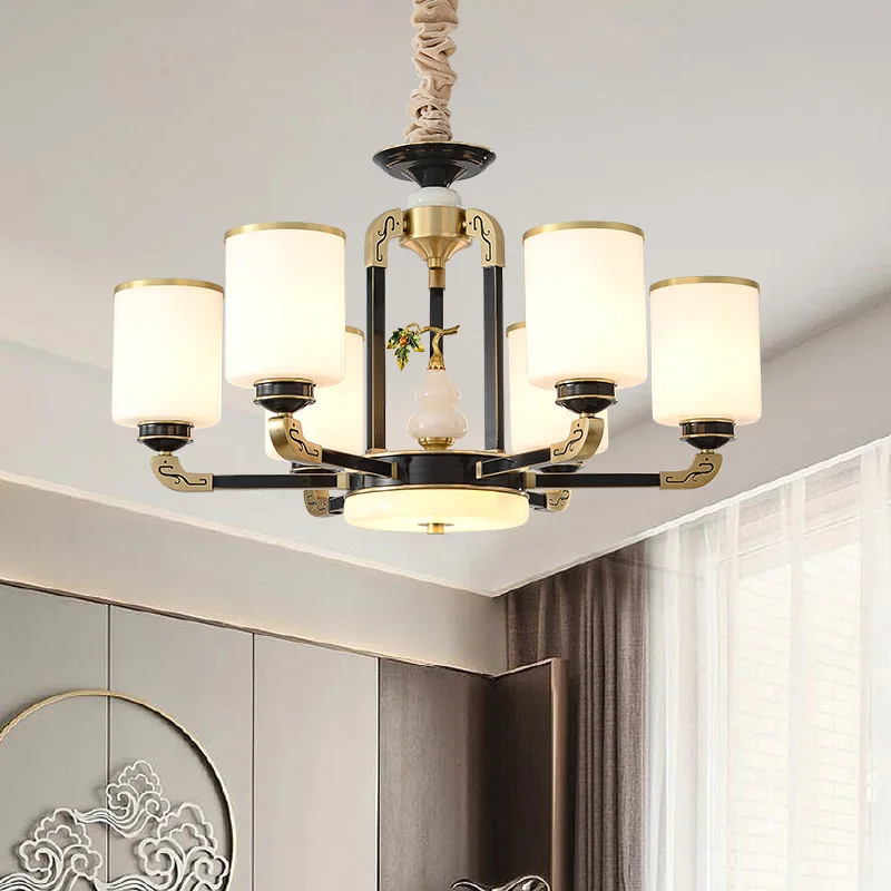 

New Chinese style chandelier, all copper, minimalist Chinese style chandelier, living room, dining room, tea house, villa, high-