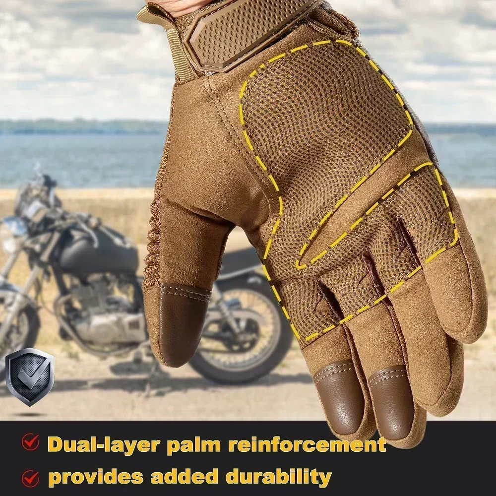 Touchscreen Leather motorcycle gloves PU Leather Motorcycle Full Finger Gloves Protective Gear Racing Pit Bike Riding Motorbike Moto Motocross Enduro
