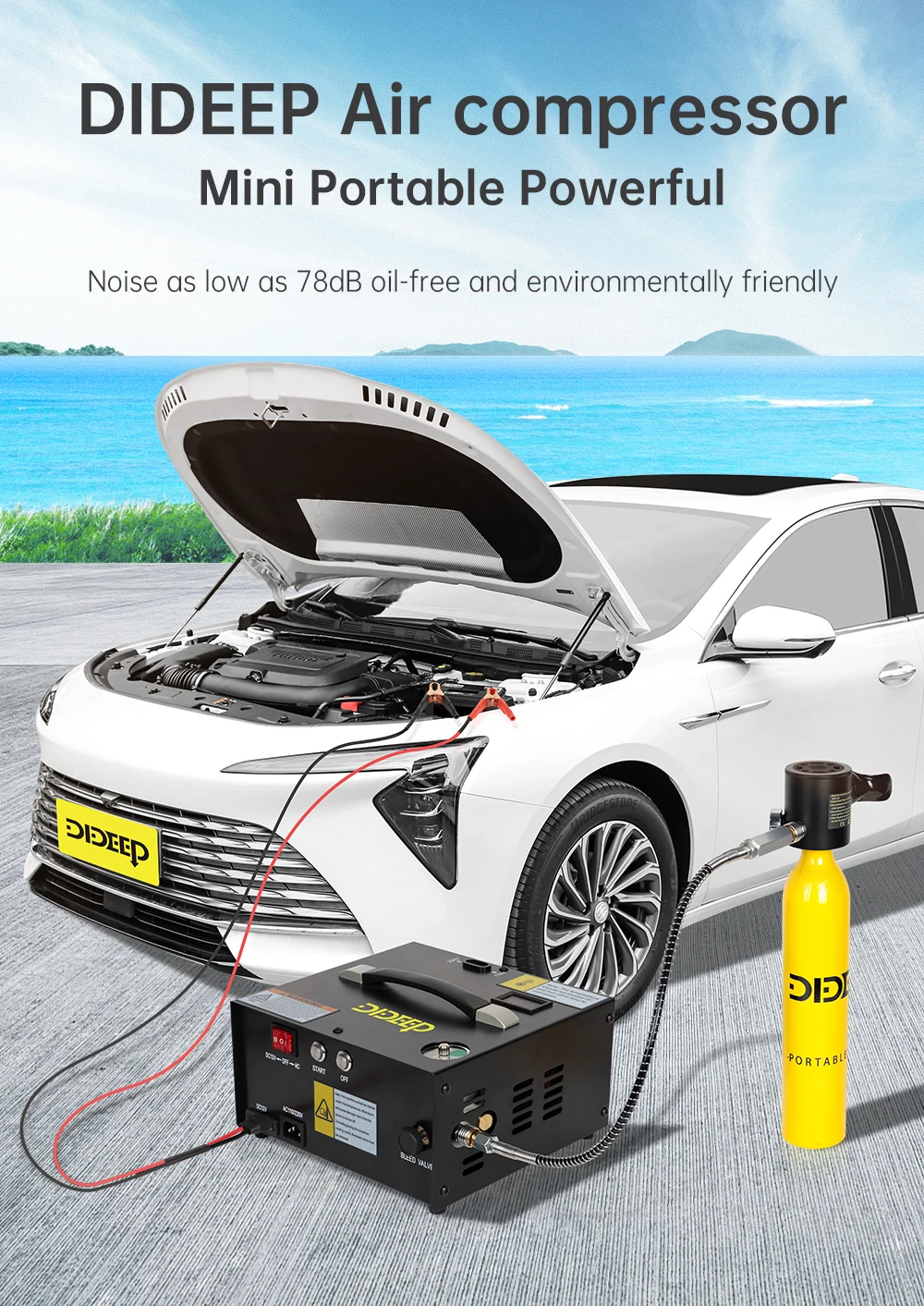 110V 220V Electric Inflator Pump Compressor for Scuba Tank, Portable Pcp Air Com
