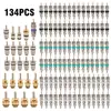 134Pcs Car Air Conditioner Valve Cores Assortment A/C AC Shrader Valve Core & Tool R134 R12 HVAC Valves Kit Auto Accessories 3