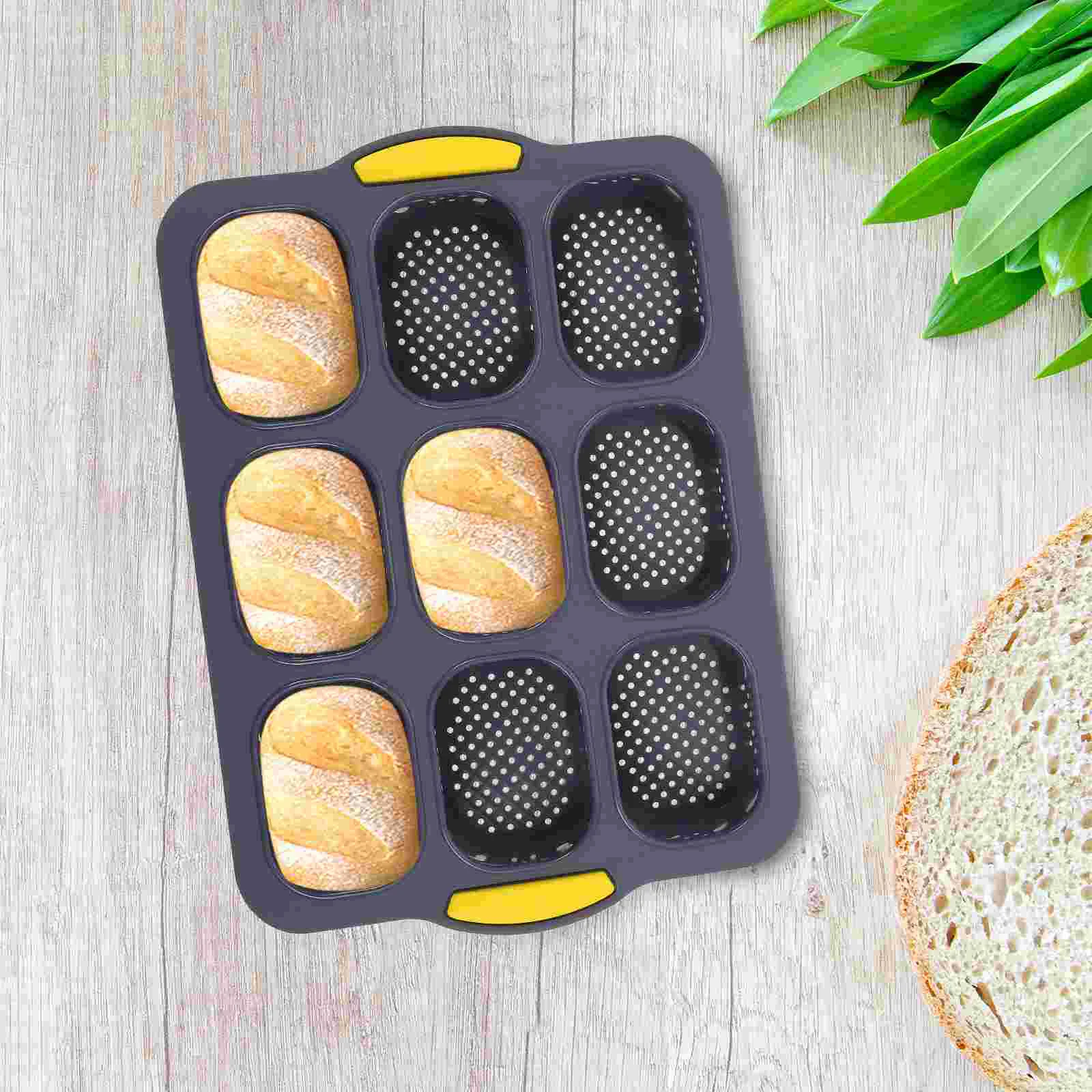 

9- Cavity Bread Pans for Homemade Cake Mold Mini Silicone Muffin Kitchen Baking