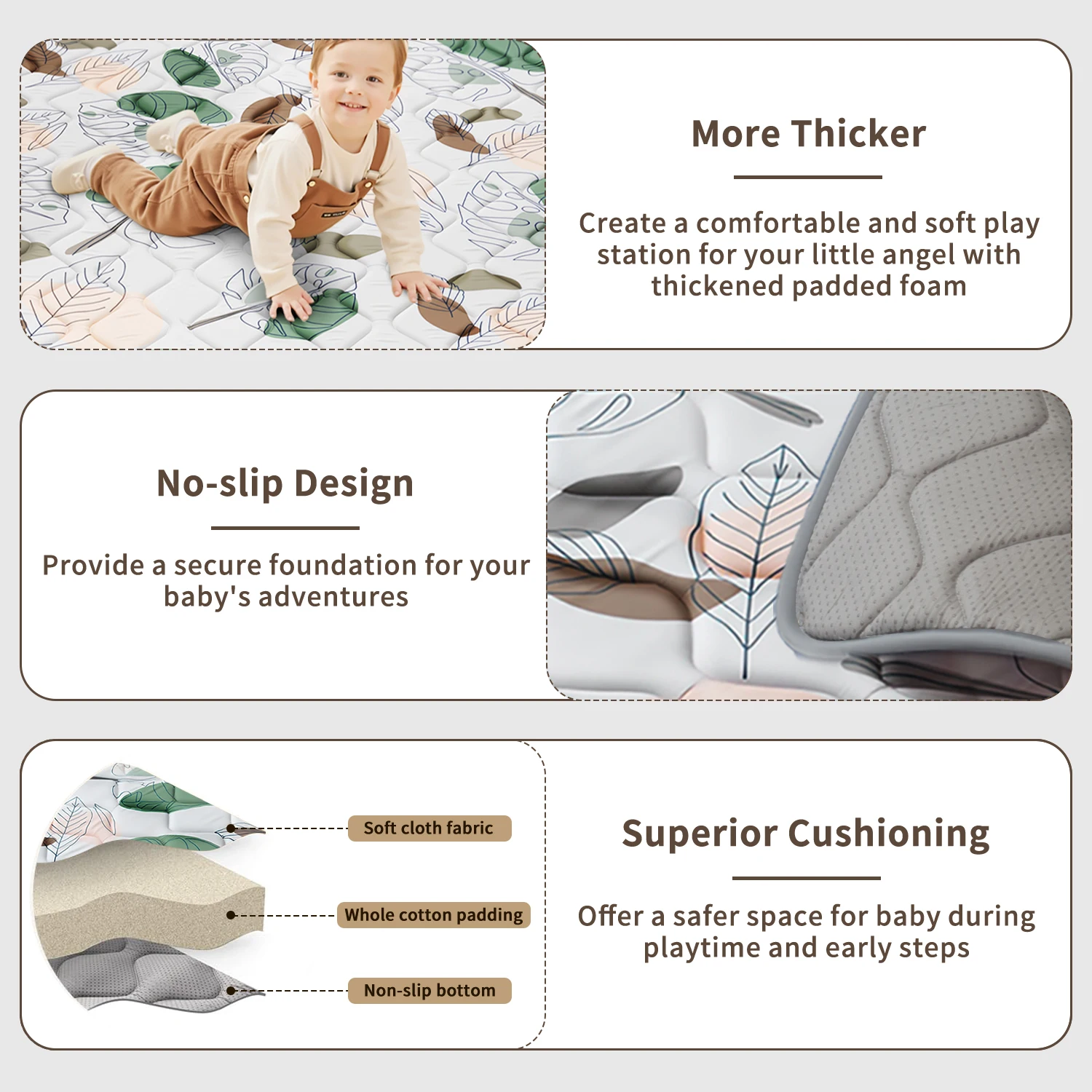 Extra Thick Baby Play Mat (50x50 in) for Playpen and Crawling,