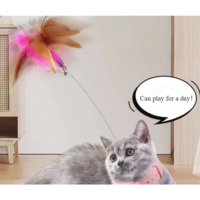 Cat Collar Interactive Toy Feather Teasing Cat Stick with Bell Cats Collar Toys Kitten Training Playing Teaser Wand Pet Supplies 3