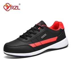 Men's Waterproof Leather Walking Sneakers - Non-Slip Casual Sports Footwear - 45 (Black)