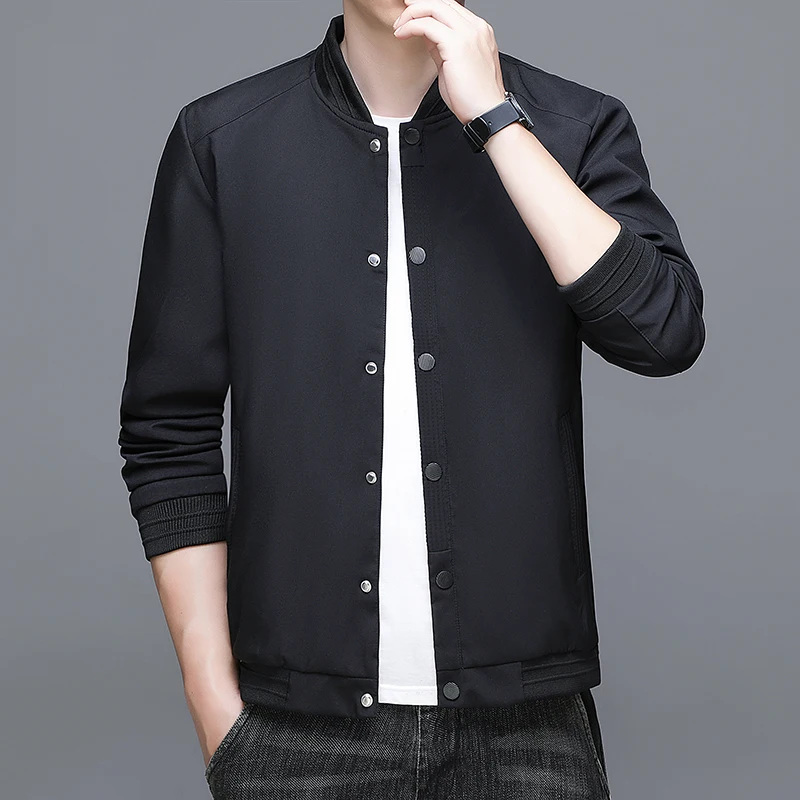thumbnail image 1 of Chaqueta de negocios de longitud media para hombre con cuello alto Diseño de botonadura sencilla para temporadas de otoño y primavera Chaquetas de negocios Chaqueta para hombre, 1 of 5