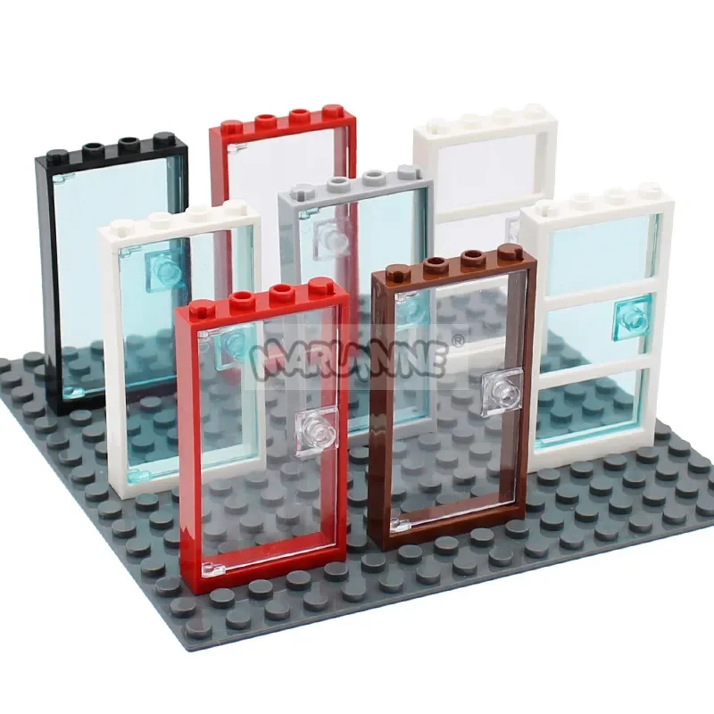 Marumine 60616 Window Door Frame 1x4x6 Building Blocks 60596 MOC Parts with Glass Toys for Children House City Compatible Brick 5